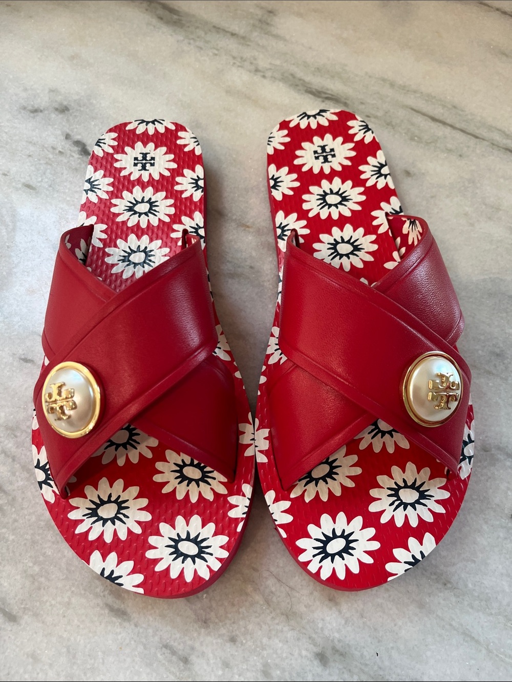Tory Burch Red Sandles EUC